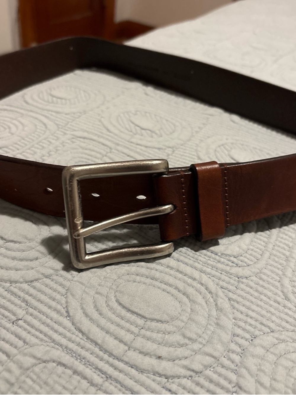 Leather Men's Brown Belt with Silver Buckle